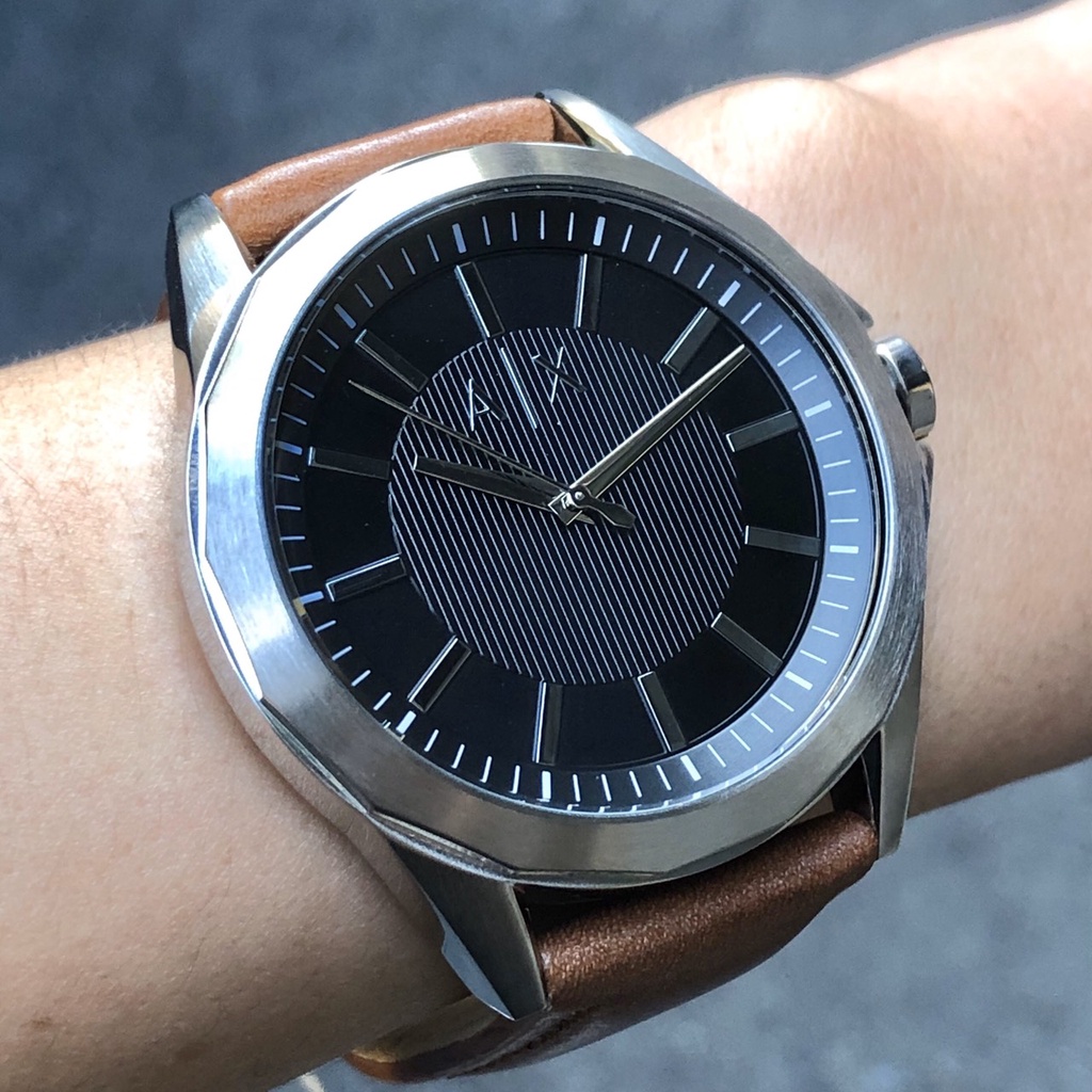 ARMANI EXCHANGE AX AX2635 亞曼尼 手錶 44mm 黑面盤 咖啡色皮錶帶 男錶女錶