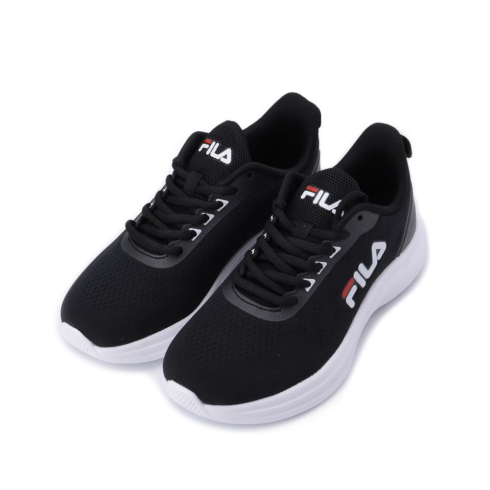 FILA 輕量透氣網布慢跑鞋 黑白 5-J325W-001 女鞋