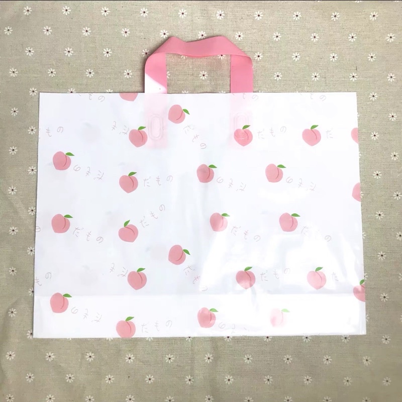 （現貨)40*30*10 滿版水蜜桃 可愛水蜜桃 PE塑膠袋 手提袋 購物袋 包裝材料 童裝袋 女裝袋 包材 塑膠袋