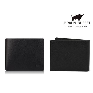 *【寧寧精品】台中35年皮件店 BRAUN BUFFEL 德國小金牛洛非諾黑色短夾 現貨 BF347-317 男短夾區