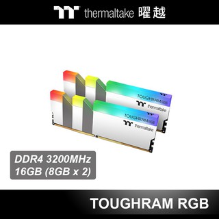 曜越 TOUGHRAM 鋼影 RGB 超頻 記憶體 DDR4 3200MHz 16GB (8GB x 2) 白色