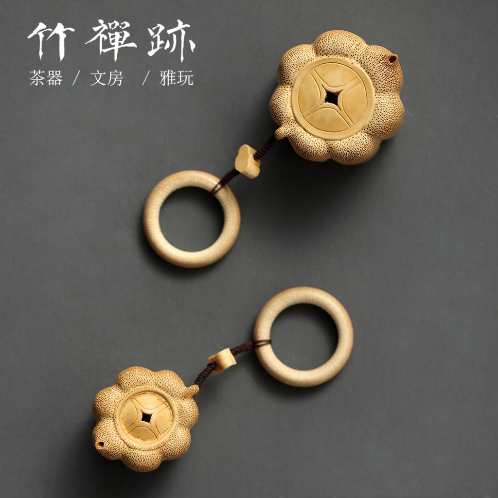 竹禪跡 手工竹根雕小茶壺手把件竹雕小水滴把玩茶寵車鑰匙掛件 蝦皮購物