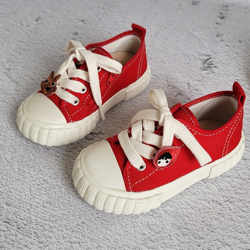 BoingBoing 拉鍊運動休閒鞋 台灣製造 拉鍊設計 懶人鞋 童鞋 帆布鞋 兒童休閒鞋 平底鞋 小紅帽鞋 - 紅色