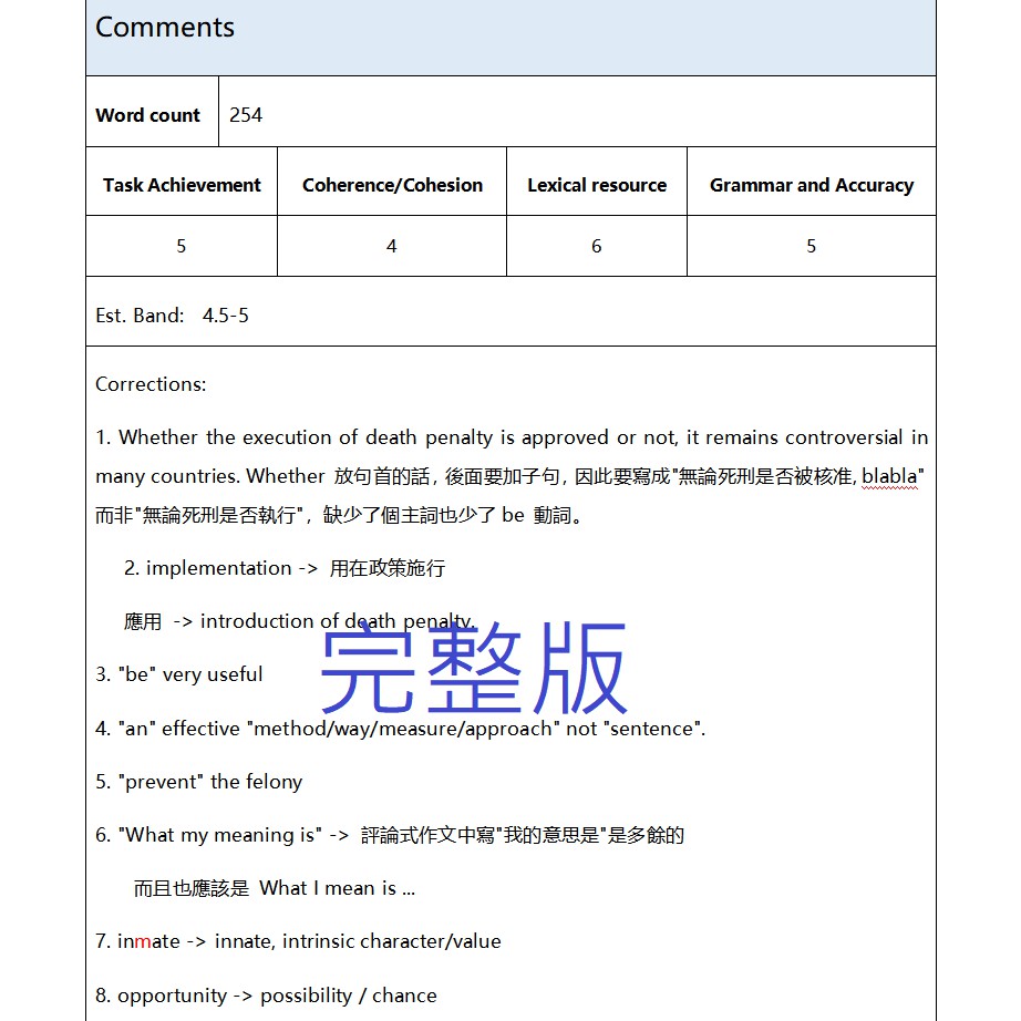 暫停接單 英文寫作批改學測指考多益雅思托福英文寫作 申請學校sop潤飾 求職cv 潤飾完整版 蝦皮購物