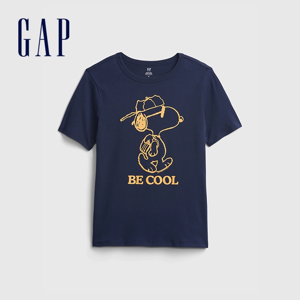 Gap 男童裝 Gap x Snoopy史努比聯名 純棉短袖T恤-藍色(689878)