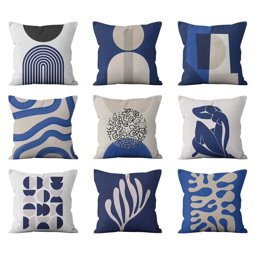 親膚舒適藍色藝術抱枕套 家居裝飾靠墊套 床上用品沙發靠墊枕頭套40x40,45x45,50x50,60x60,70x70