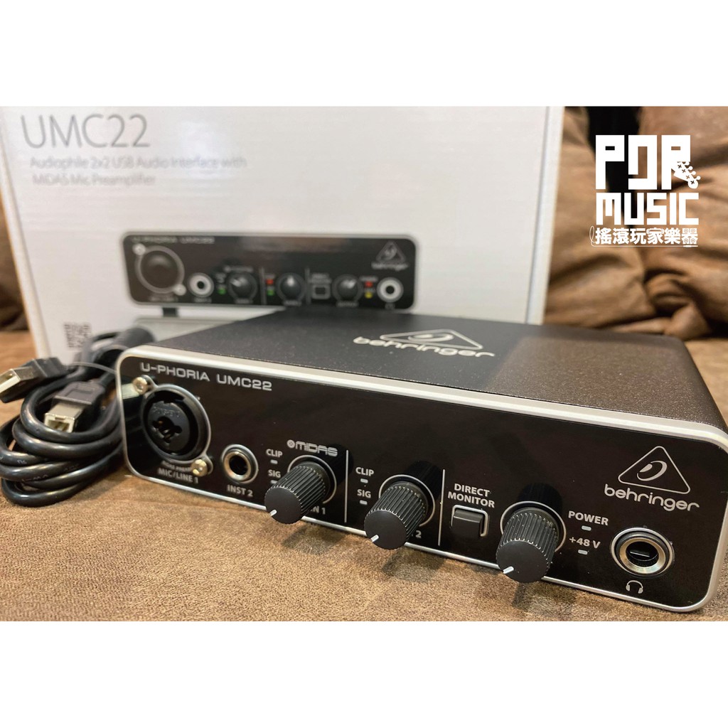 【搖滾玩家樂器】全新 公司貨 免運 Behringer UMC22 錄音介面 錄音卡 音效卡