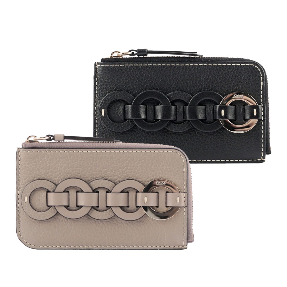 CHLOE Darryl 環扣設計牛皮拉鍊卡夾/零錢包(任選) CHC22SP110G05