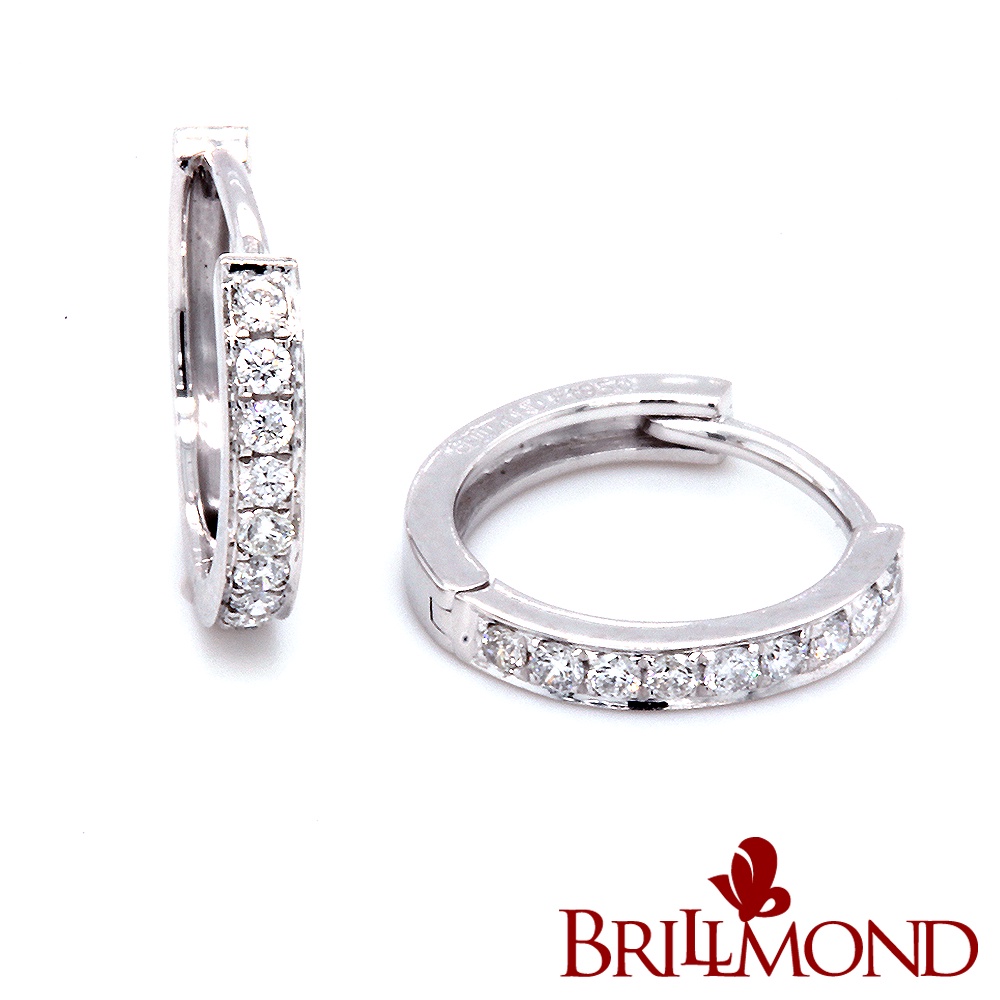 【BRILLMOND JEWELRY】鑽石耳環15分鉑金環型(全PT950鉑金 鑽石總重15分)