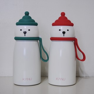 韓國KANU孔劉冬季限定白熊雪人保溫瓶(綠）