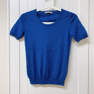 Uniqlo 美麗諾羊毛針織上衣 100% 羊毛 毛衣 長袖 美麗諾 圓領 Merino 精紡 藍色 土耳其深藍輕便保暖