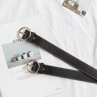現貨 韓國皮帶 韓版復古百搭圓環黑色腰帶 休閑針扣腰帶 學生皮帶 pu 裝飾牛仔褲腰帶潮 女褲皮帶 合金皮帶 女生配件