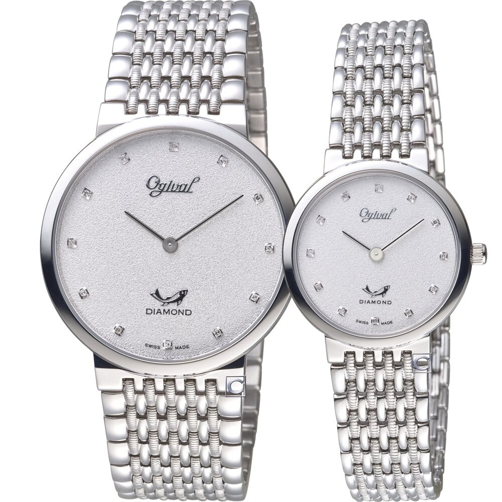 愛其華錶 Ogival 今生今世薄型簡約對錶 385-025GW+385-35LW