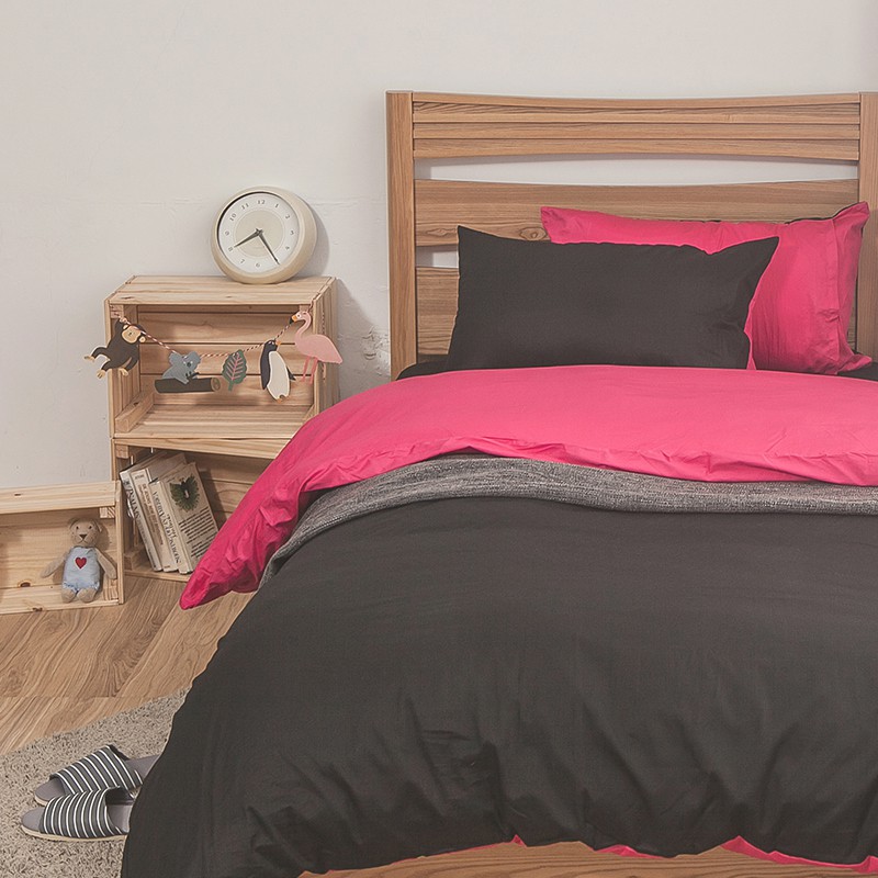 戀家小舖 台灣製床包 雙人床包 兩用被套 床單 黑桃 100%精梳棉 床包兩用被套組 含枕套 簡單生活 經典 素色