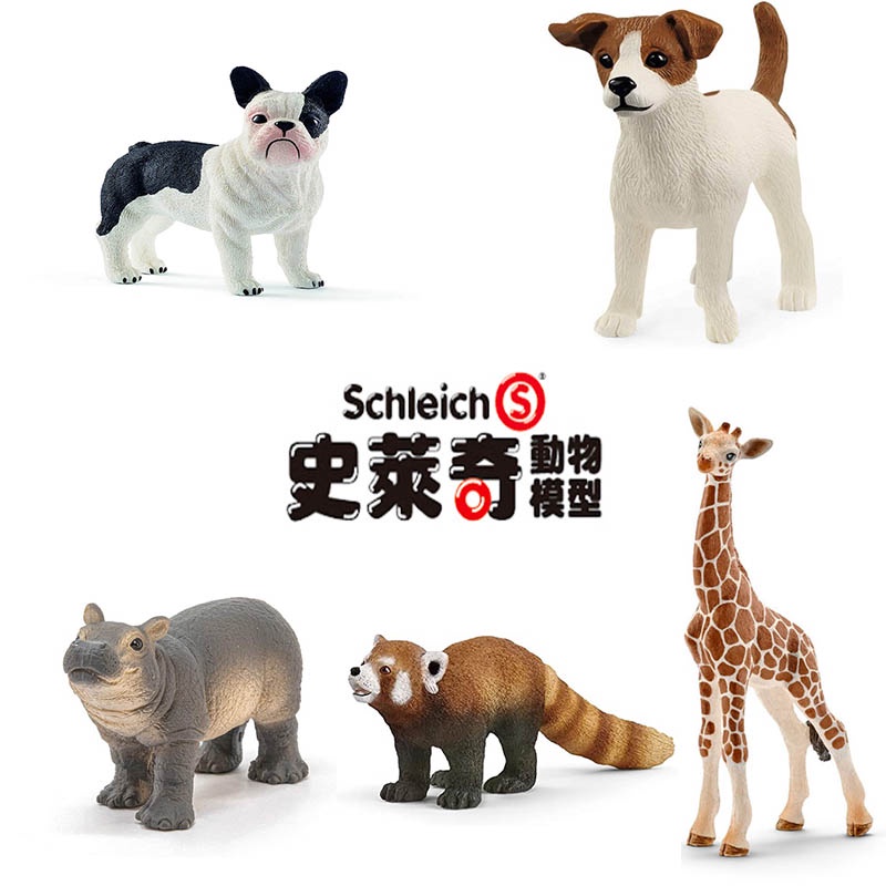【HAHA小站】正版 Schleich 史萊奇動物模型 法國鬥牛犬 傑克羅素梗 小河馬 小貓熊 長頸鹿寶寶 動物 模型