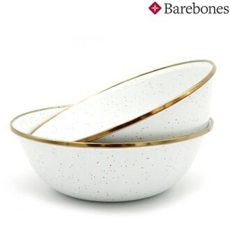 【美國 Barebones】Enamel Bowl Set 琺瑯碗組(兩入)蛋殼白 #CKW-390 戶外/露營/碗盤