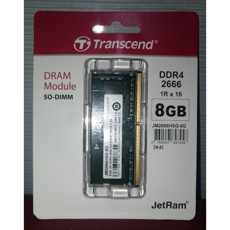 【Transcend 創見】8GB JetRam DDR4 2666 桌上型記憶體(JM2666HSG-8G)