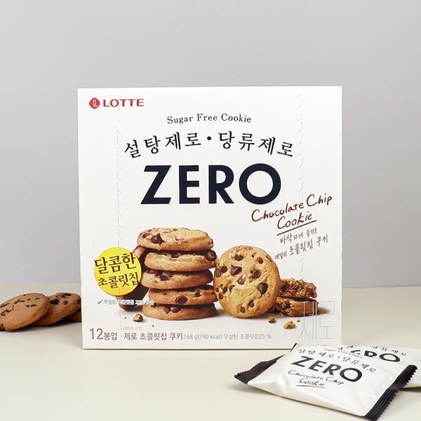 韓國 樂天 LOTTE ZERO系列 巧克力風味派 巧克力餅乾 巧克力豆曲奇餅 李聖經代言 無糖168g(一盒12入)韓
