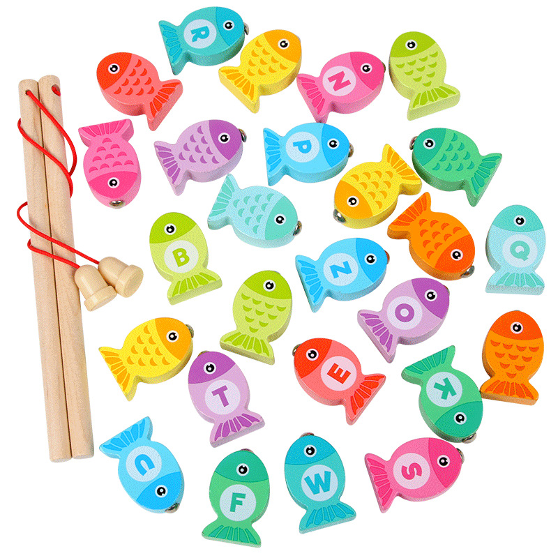 木製字母數字玩具 認知兒童早教益智磁性釣魚玩具  兒童電動釣魚盤玩具  男女孩益智釣魚台玩具 海洋小貓釣魚玩具【包郵】