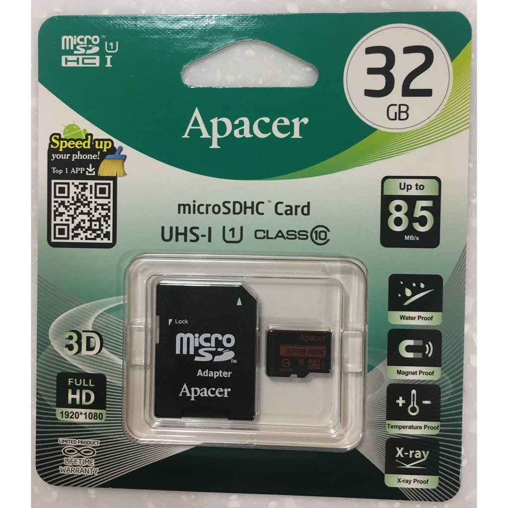 全新 Apacer 宇瞻 32GB MicroSDHC TF UHS-I Class10 記憶卡 85MB/s 附轉卡