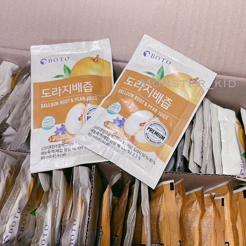 【monster_kid】韓國代購！預購商品 BOTO 桔梗水梨汁 一袋80ml 韓國熱賣商品