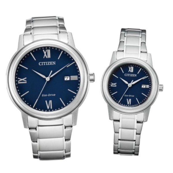 CITIZEN星辰錶 AW1670-82L+FE1220-89L 簡約時尚光動能對錶/藍面 41.5mm+30mm