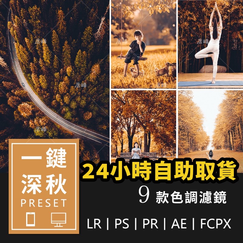濾鏡 色調 風格檔 LR預設PS壹鍵秋天秋日黃葉人像Lightroom風光FCPX濾鏡PR調色LUT.T016