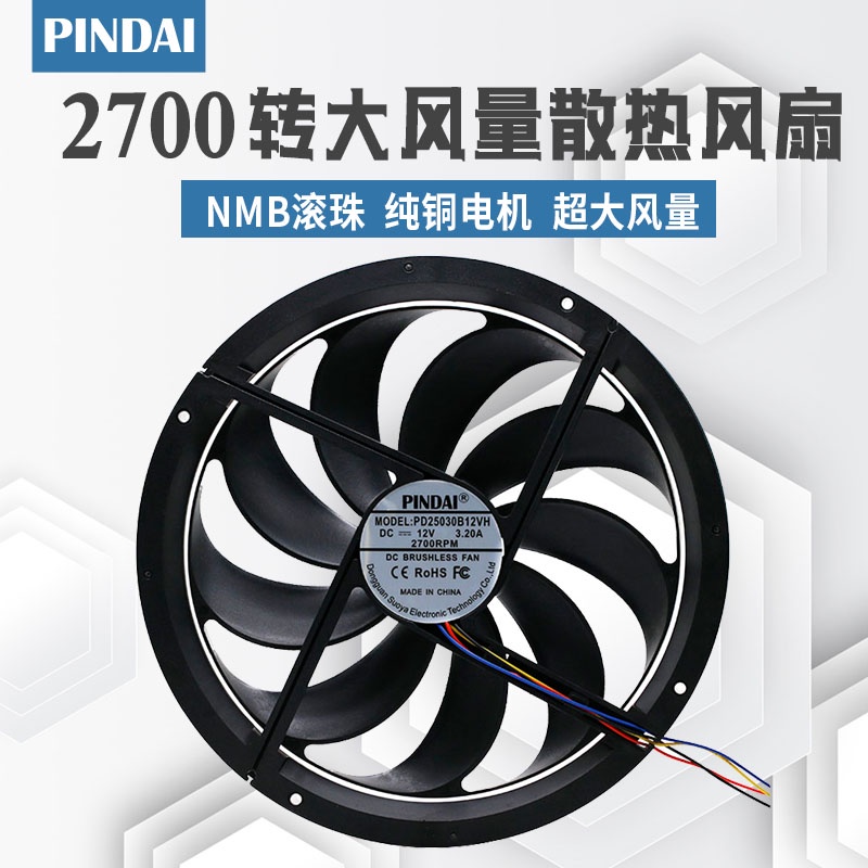 現貨 2700轉 超大風量 主機 散熱 風扇25CM 釐米 25030進 12V 口雙滾珠 暴力DIY散熱 排風風扇