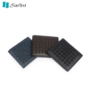 【臺灣出貨】【Sarlisi 】夏麗絲羊皮編織男士短款錢包橫款真皮短夾錢夾商務男包皮夾