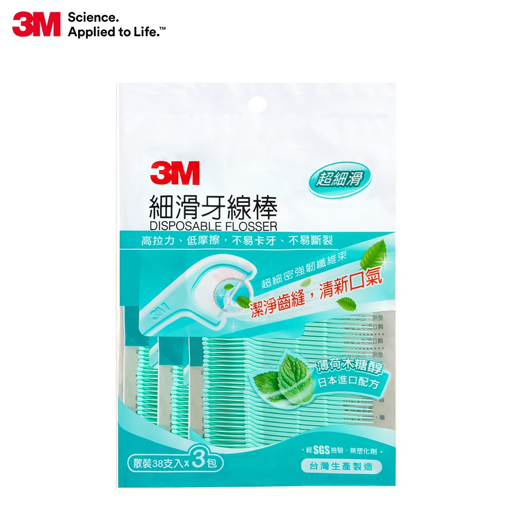 3M細滑牙線棒-薄荷木糖醇 114支/入 (38支x 3入)