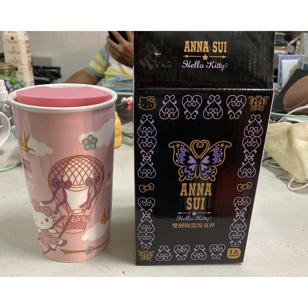 全新未使用 Anna Sui &amp; Hello Kitty 雙層陶瓷馬克杯 飛行款