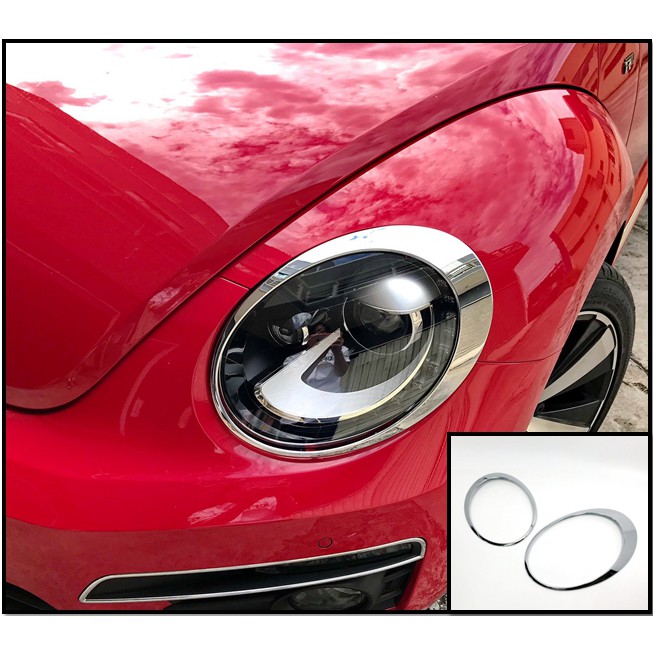 圓夢工廠 VW 福斯 金龜車 Beetle 2012~2019 改裝 鍍鉻銀 車燈框飾貼 前燈框 頭燈框