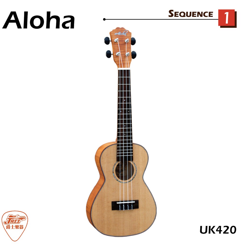 【爵士樂器】原廠公司貨保固 Aloha UK420 23吋 雲杉單板 烏克麗麗 附琴袋 UK-420