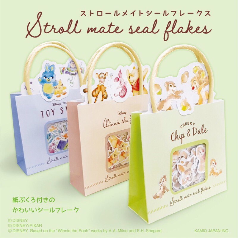 日本迪士尼 奇奇蒂蒂 小熊維尼 玩具總動員日記手帳 紙袋 手提袋造型貼紙 貼紙包
