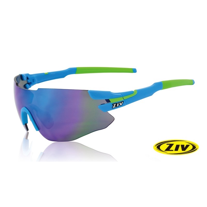 《ZIV》75 CHAMPION 風暴系列運動太陽眼鏡-亮藍框/綠腳套/PC防撞(原價3800)