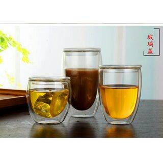 【幸福小舖】雙層玻璃杯+蓋子 耐熱手工玻璃杯 蛋形雙層杯 保溫隔熱 辦公居家用水杯 雙層咖啡果汁杯 包溫隔熱杯250ml