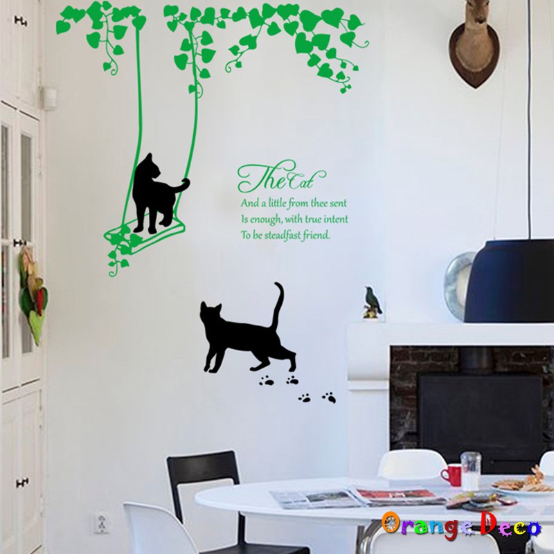 【橘果設計】鞦韆與貓咪 壁貼 牆貼 壁紙 DIY組合裝飾佈置