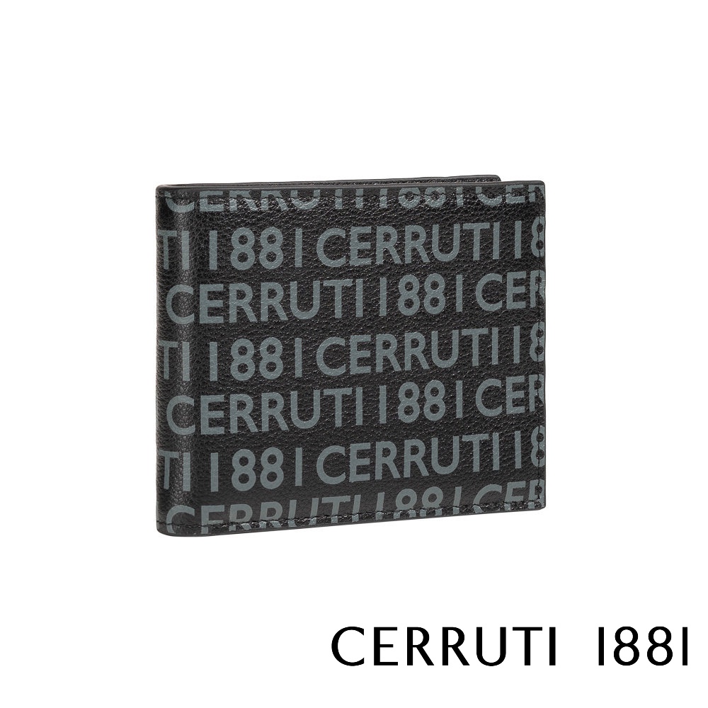 Cerruti 頂級 義大利 小牛皮 男用短夾 4卡 短夾 零錢袋短夾 ROMAN(黑色 5034M)