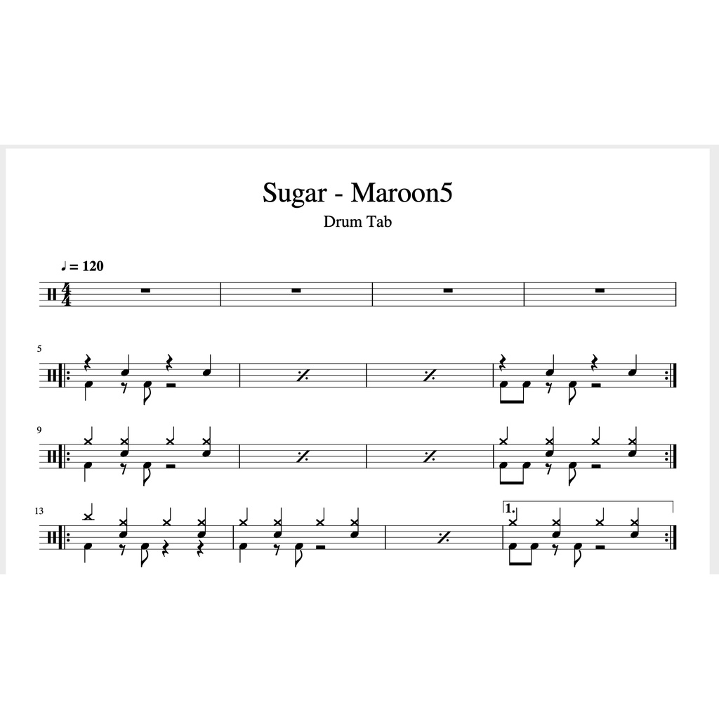 Maroon 5 - Sugar 鼓譜