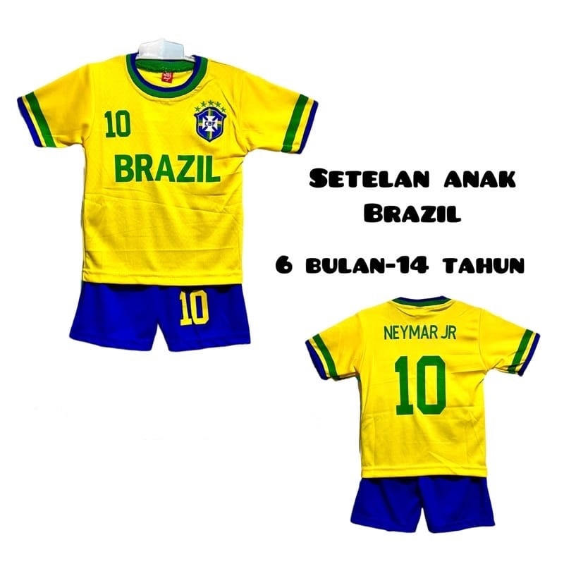 最新款巴西兒童足球服套裝男童最新巴西足球衫印尼最新款服裝