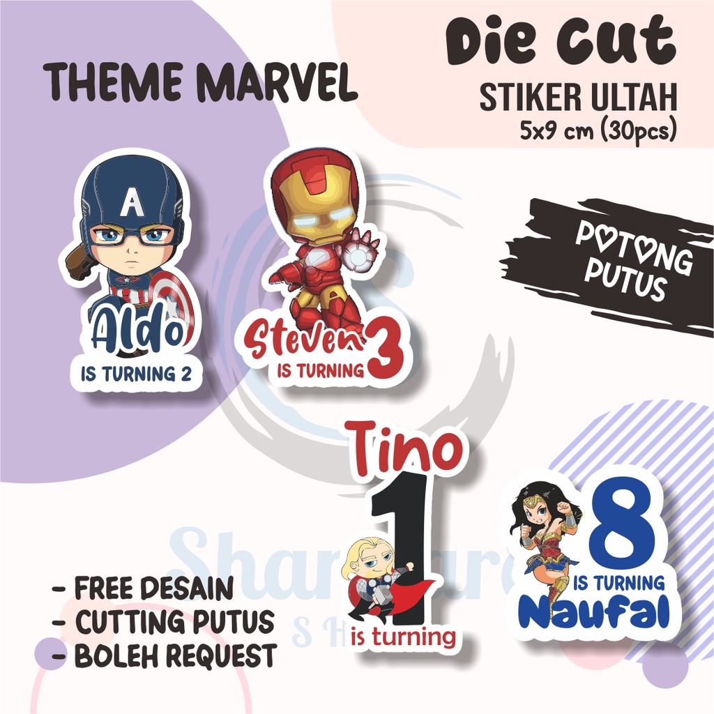 生日便當貼紙 MARVEL 主題生日貼紙 DIE CUT 生日貼紙定制生日貼紙防水