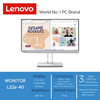 顯示器 LENOVO LED 21.5 L22e-40 FHD VA 面板 75Hz 防眩光