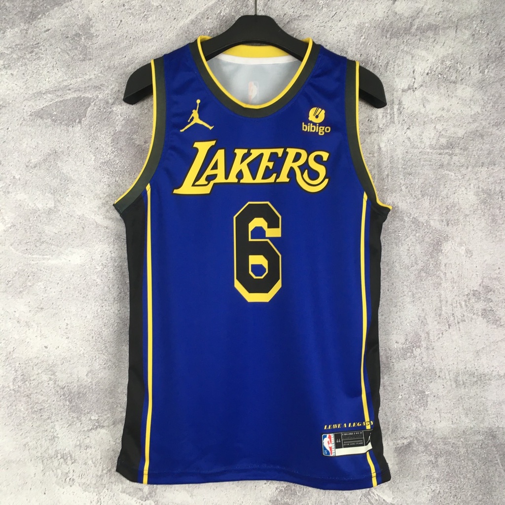 Ungu 勒布朗詹姆斯洛杉磯湖人隊 6 聲明紫色 2022/23 NBA Swingman 籃球球衣 T 恤定制上衣