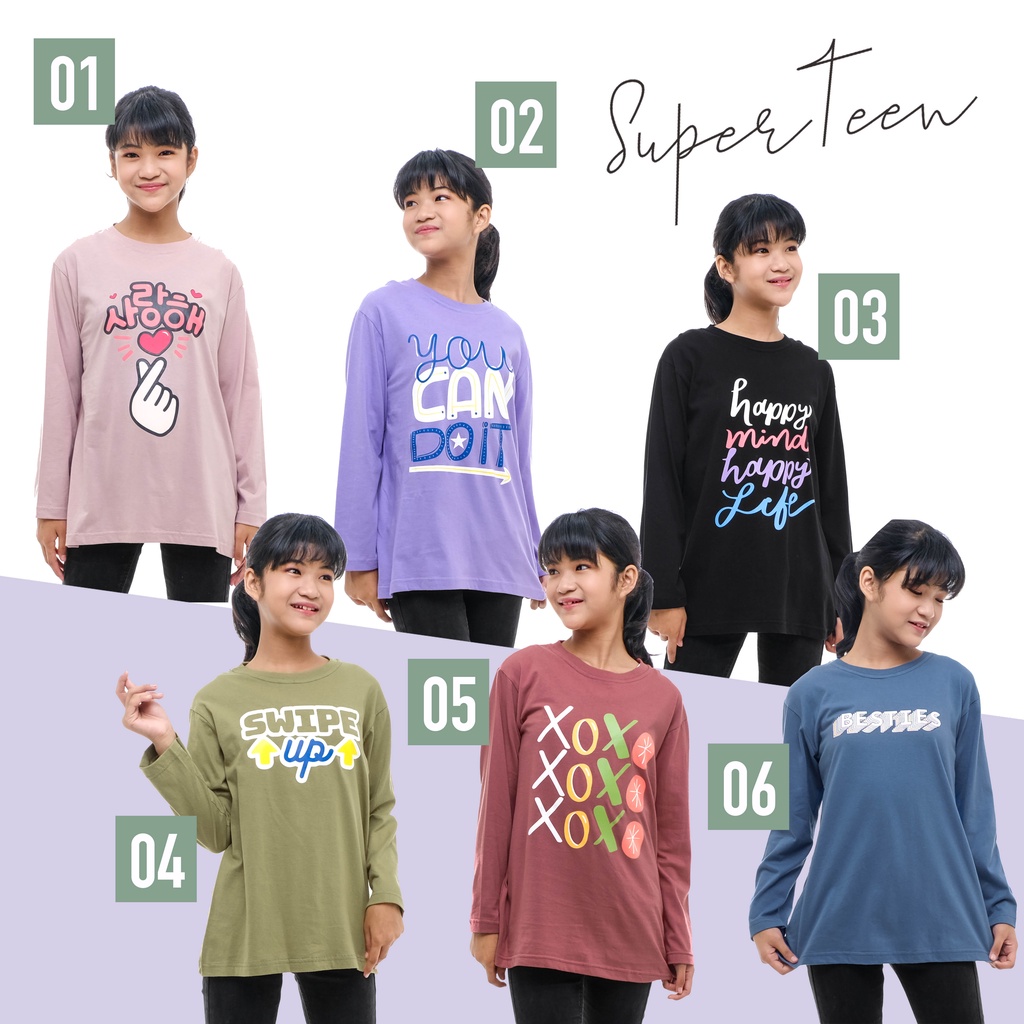 最新款 CALM COLORS GIRLS GIRLS GIRLS 女童 T 恤少女 T 恤少女裝女童裝長袖女童 T 恤