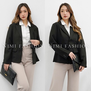 Hitam Nimi 女式工作西裝外套黑色正裝女式辦公室工作外套