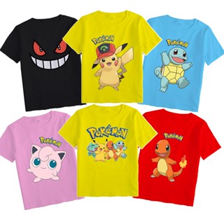 Katun Pokemon 兒童 T 恤皮卡丘衣服男孩女孩上衣男孩女孩棉質材料舒適涼爽穿著