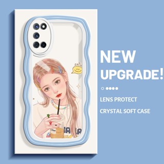 HP MERAH 手機殼適用於 OPPO A52 A92 A72 4G 手機殼女孩時尚粉色手機殼彩色波浪殼透明保護套創意