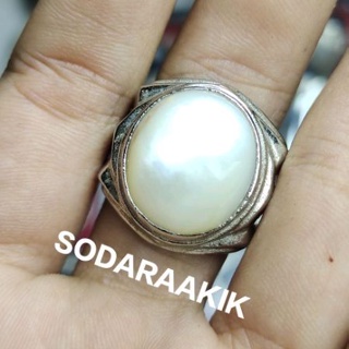 天然紅寶石貝殼珍珠石戒指保證巴厘島銀戒指