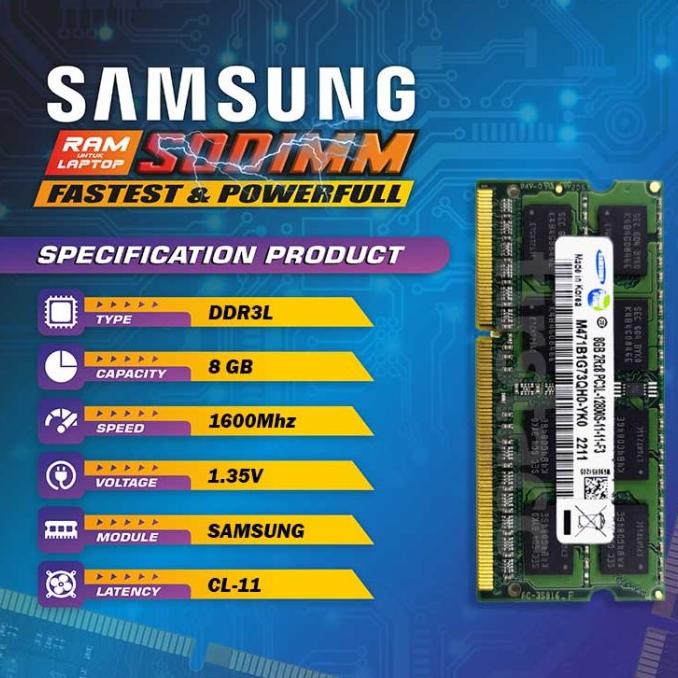 SAMSUNG 三星 Sodimm Ddr3L 8Gb Pc3L-12800S 1600Mhz 筆記本電腦內存原裝