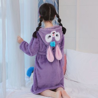 Hot Sale 兒童浴袍秋冬季加厚珊瑚絨男童女童睡袍小孩法蘭絨卡通保暖家居服